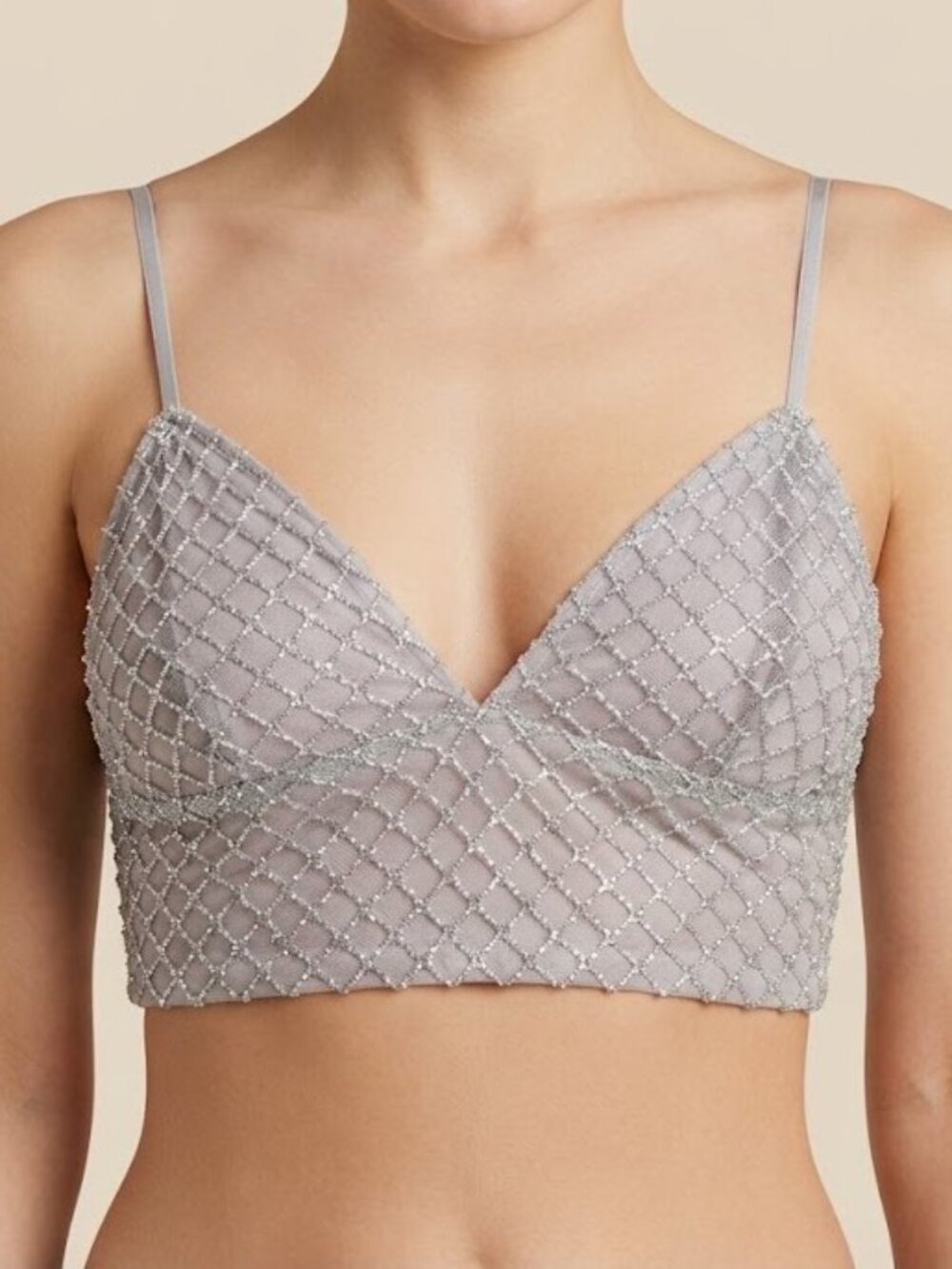 ASOS Silver Glitter Crop Tank Bralette